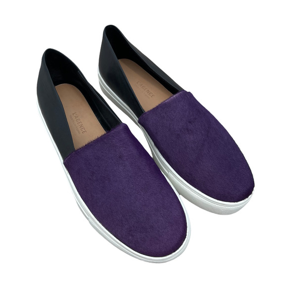 L'AGENCE Shoes - NEW- L'AGENCE *RARE* Calf Hair Leather Slip On Sneakers Black & Purple - Sz 9.5